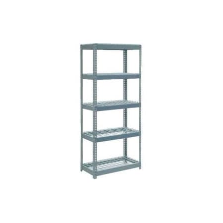 Global Equipment Extra Heavy Duty Shelving 36"W x 24"D x 96"H With 5 Shelves, Wire Deck, Gry 717479